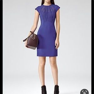 Reiss Blue Sheer Neckline Dress US6